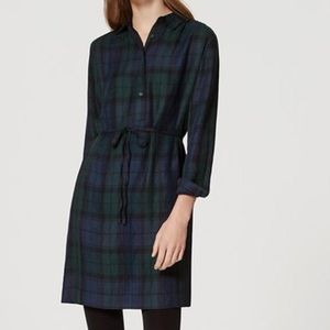 Plaid Tie Waist Shirtdress